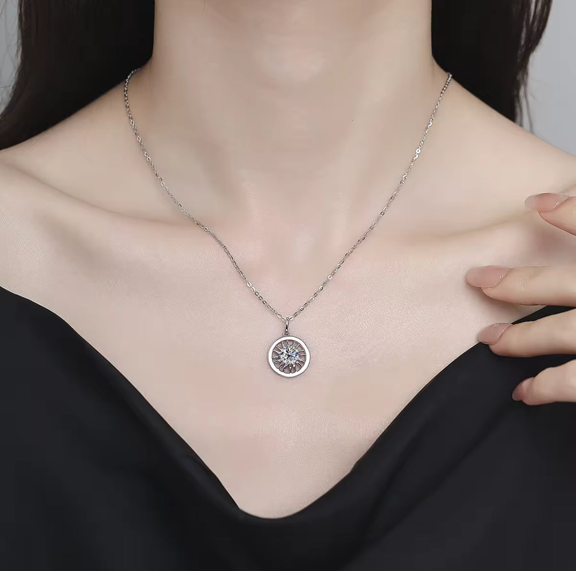 Lunar Atelier “Solara” Sun Moissanite Pendant Necklace