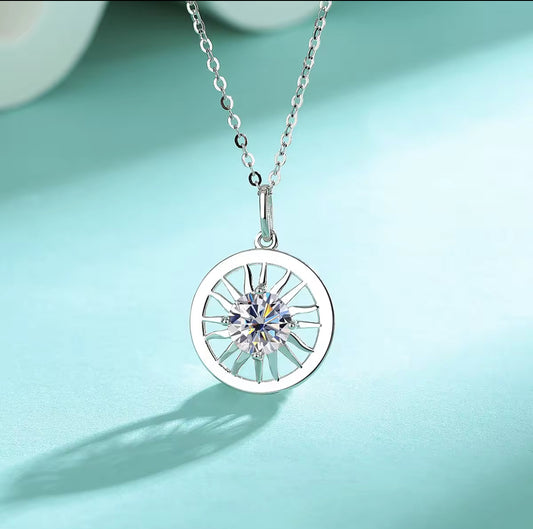 Lunar Atelier “Solara” Sun Moissanite Pendant Necklace