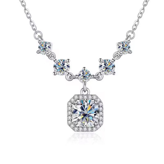Lunar Atelier “Éclat” Square Moissanite Pendant Necklace