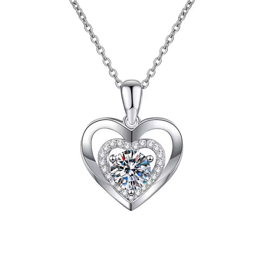Lunar Atelier — “Lumière” 1CT Round Moissanite Heart Pendant