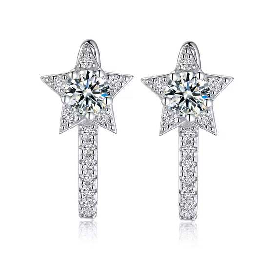 Lunar Atelier “Nova” Star Hoop Moissanite Earrings