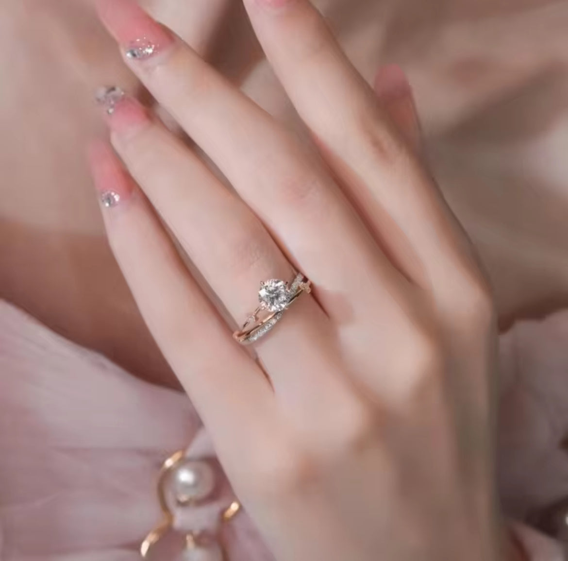 Lunar Atelier “Celestia” Star & Moon Moissanite Engagement Ring
