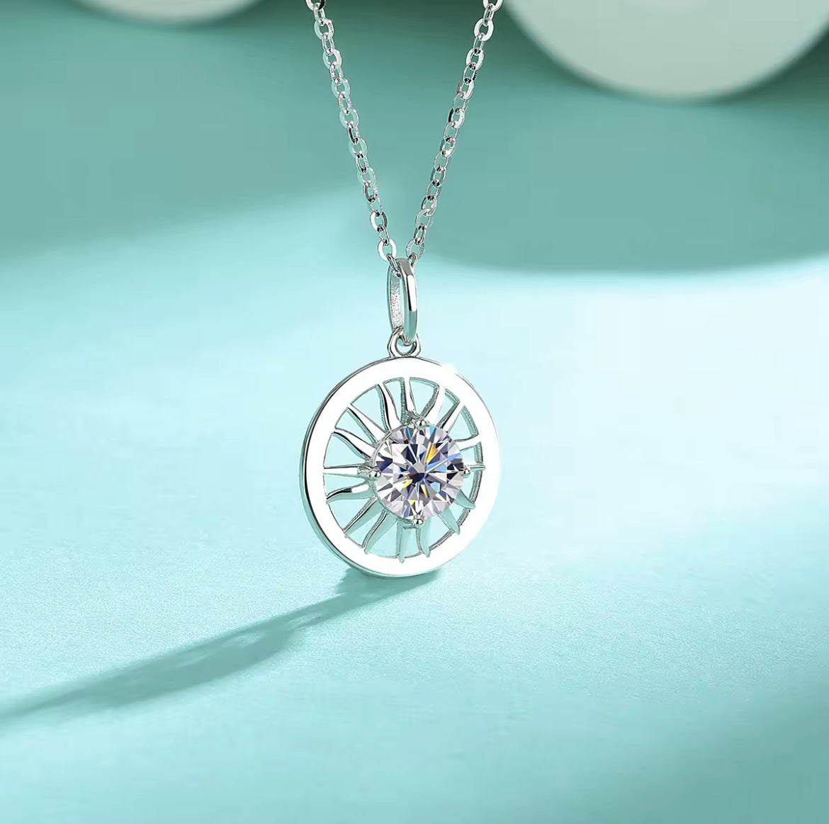 Lunar Atelier “Solara” Sun Moissanite Pendant Necklace