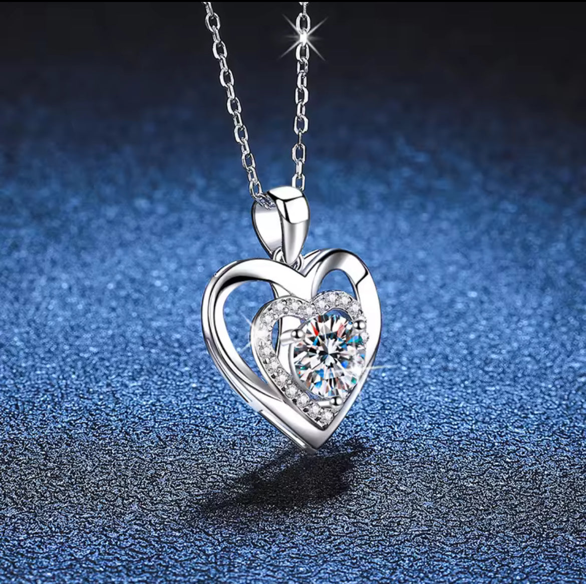 Lunar Atelier — “Lumière” 1CT Round Moissanite Heart Pendant