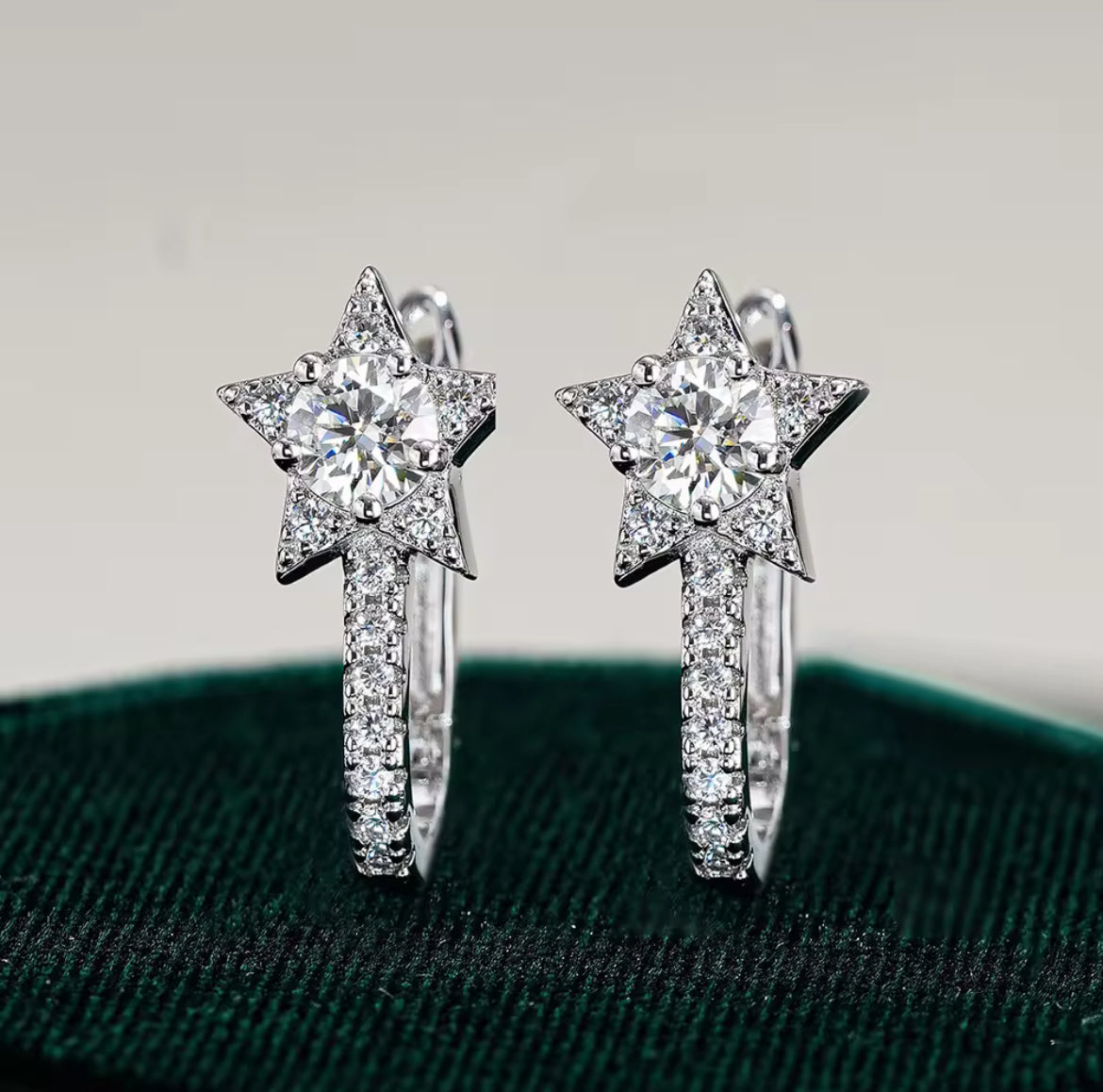 Lunar Atelier “Nova” Star Hoop Moissanite Earrings