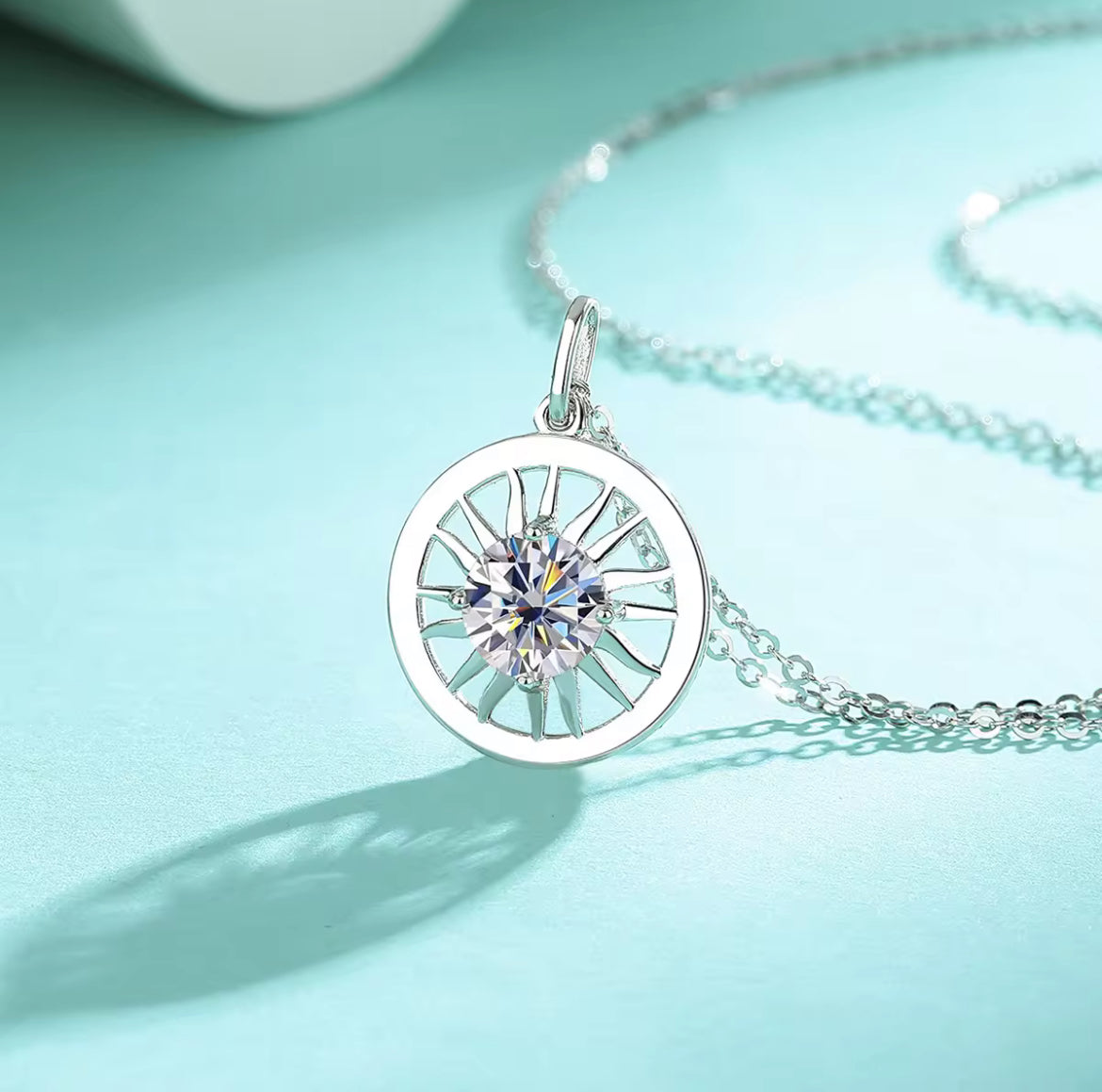 Lunar Atelier “Solara” Sun Moissanite Pendant Necklace
